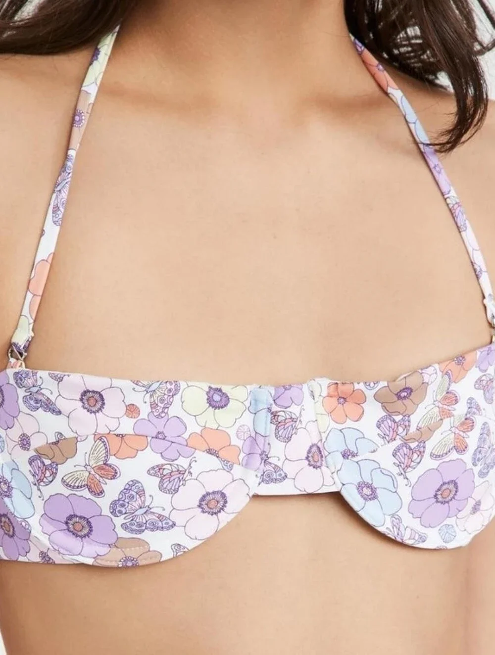 Frankie's Bikinis Cielo Underwire Floral Butterfly Bikini Top - Size S